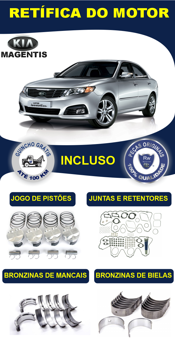 Retífica de Motor Kia Magentis 2.0 EX G4KD Rw Motores